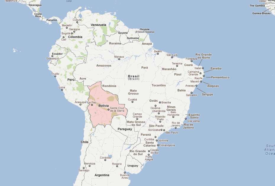 Map of Bolivia South America